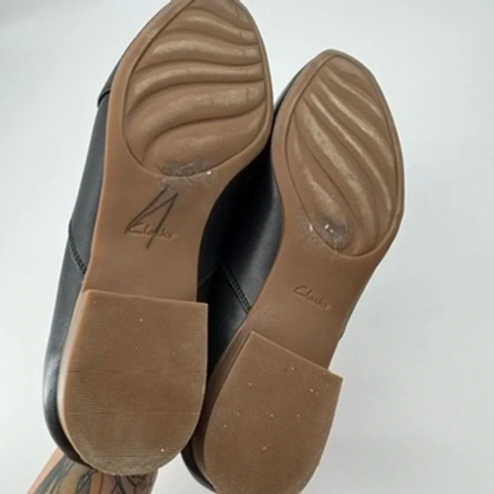 Clarks Juliet Palm Loafers 10 Wide Leather Slip On Low Block Heel Shoes Ortho
